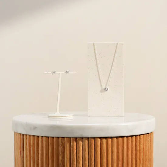 Pandora Square Halo Earrings and Necklace Set