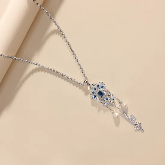 Key Of The World Necklace -Diamond & Sapphire