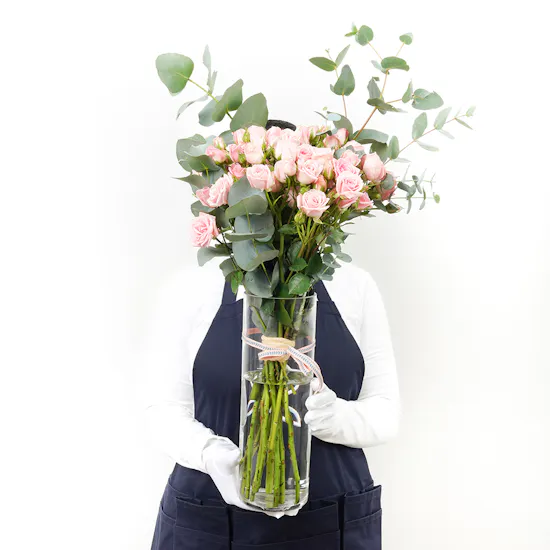 Pink Baby Roses | Glass Vase
