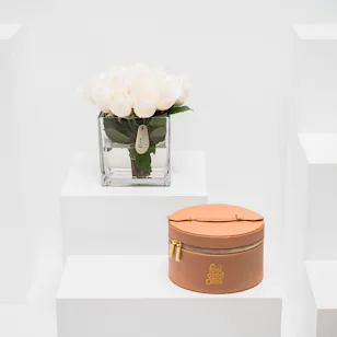 Feel Good Tea Camel Leather Tea Box | 20 White Roses Feel Good Tea Camel Leather Tea Box | 20 White Roses