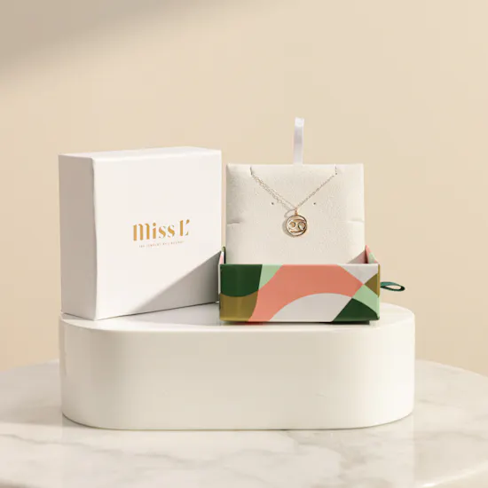 قلادة ذهب برج السرطان من مس ال من لازوردي