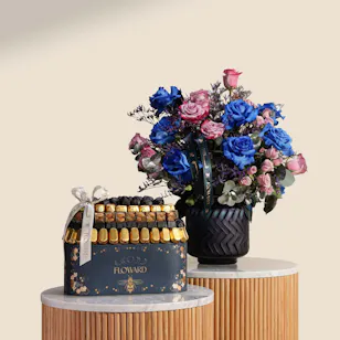 Floward Assorted Chocolate Box | Midnight Reverie Flower Vase Floward Assorted Chocolate Box | Midnight Reverie Flower Vase