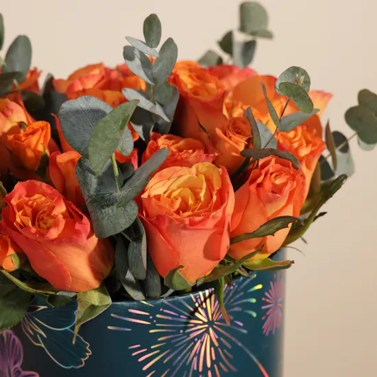 Cheerful Orange Rose Box | 23 Flowers