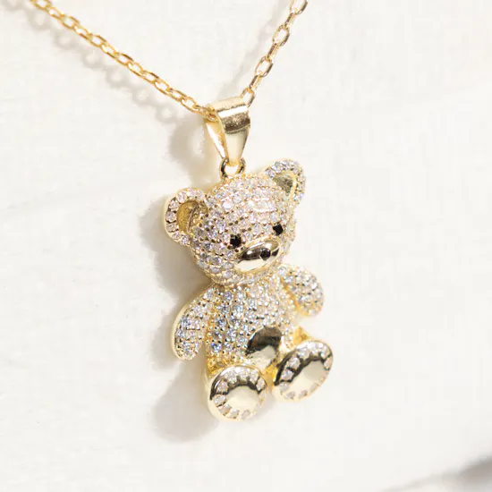Artsy Teddy Bear Gold Plated Necklace