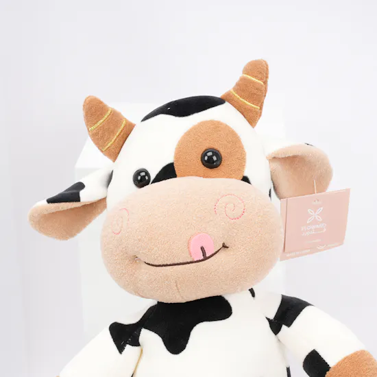 Floward Plush Cow with 25 White Roses Bouquet