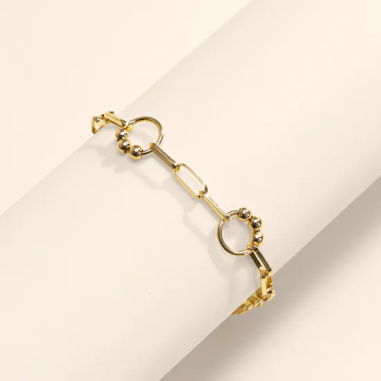 Siran Yellow Gold Beaded Circle Link Bracelet