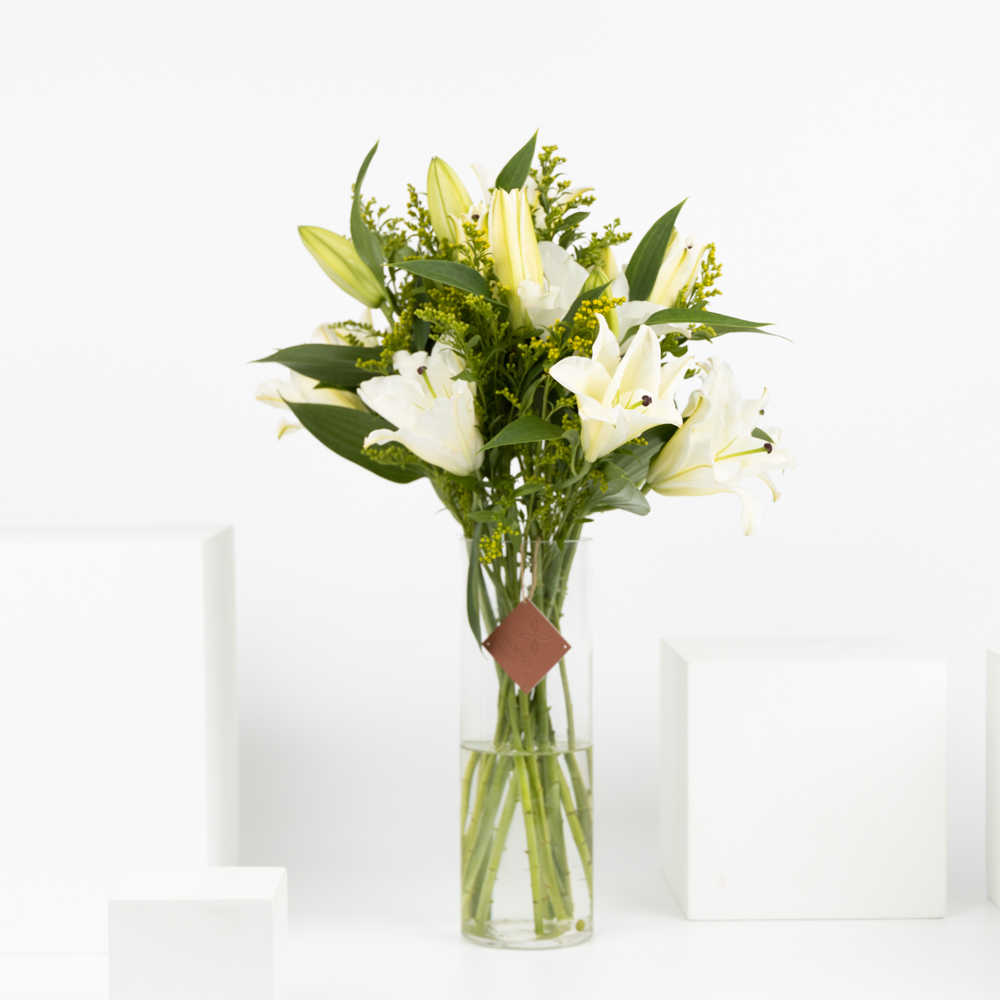 White Lilies | Cylinder Vase