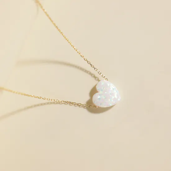 Zia Opal Heart Shape Stone Cut Necklace | Charming Bouquet