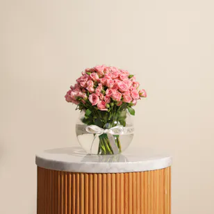 Pink Baby Rose Vase | 35 Flowers