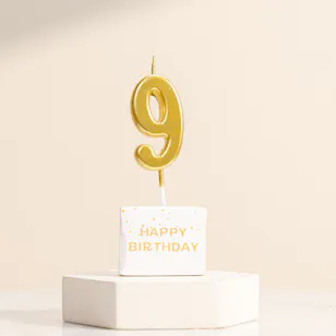 The Party Station Number 9 Gold Candle The Party Station Number 9 Gold Candle