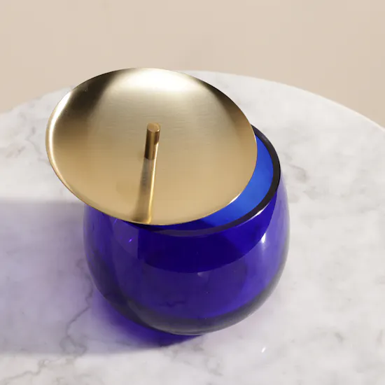 Nude Beret Storage Blue Box with Brass Lid