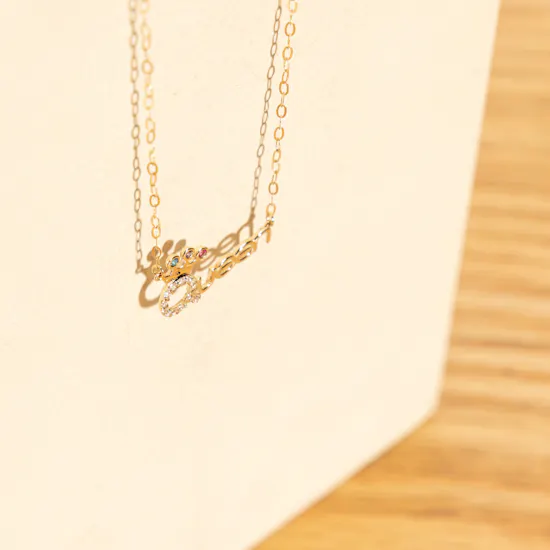 L'azurde Queen Colored Stones Gold Necklace