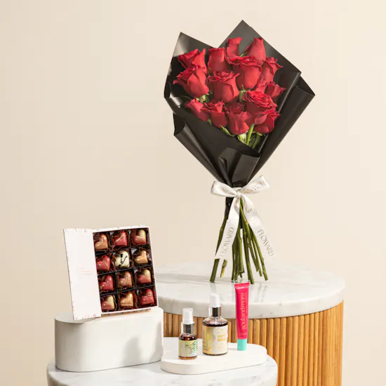 Fleur The Story of Love Chocolates Book | Soul and More Pouch and Flowers
