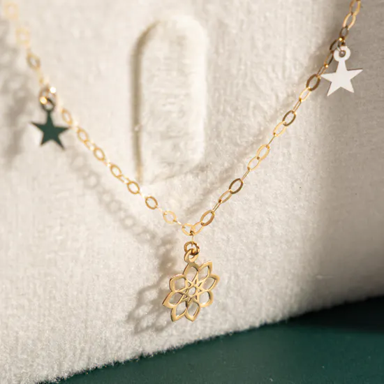 Miss L' Flower Chain Gold Necklace