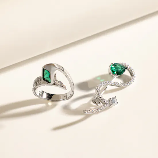Floward Green Emerald Twisted Women's Jewelry Set