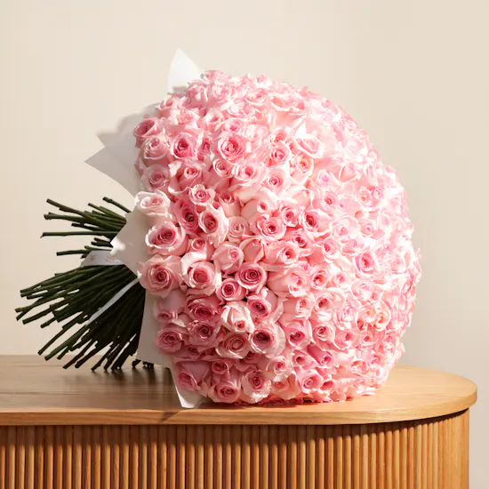 Pink Rose Bouquet | 250 Flowers