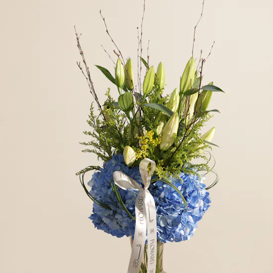 Azure Celestial Flower Vase