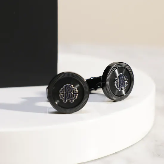 Roberto Cavalli Black Color Blue Log Cufflinks