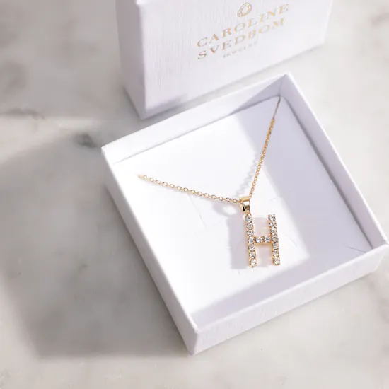 Caroline Svedbom Mini H Letter Crystal Necklace