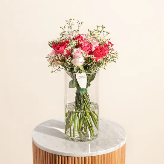 Joyous Pink Rose Vase