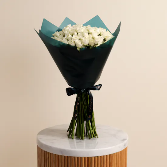 White Baby Rose Bouquet | 50 Flowers