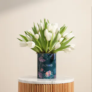 Festive White Tulip Box | 30 Flowers