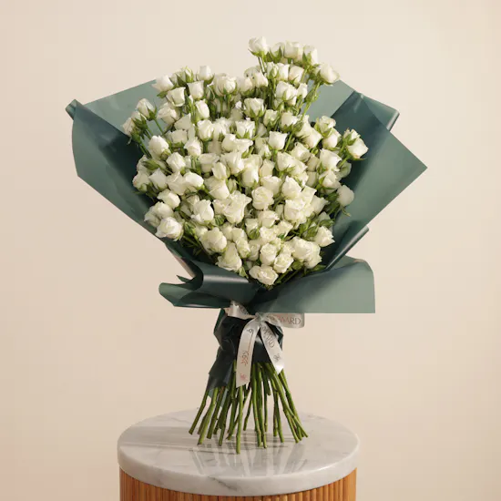Gentle Soft White Baby Rose Bouquet | 50 Flowers