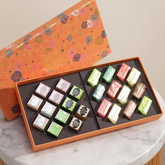 Venchi Murrine Cremino and Gianduiotto Chocolates Onrange Gift Box