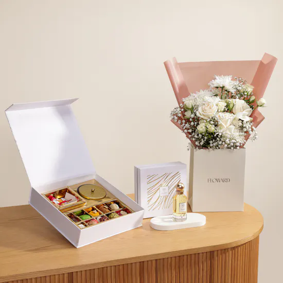 MyGovindas Rakhi Divine Bond Sweets Box | Grace in Scent Perfume and Flowers