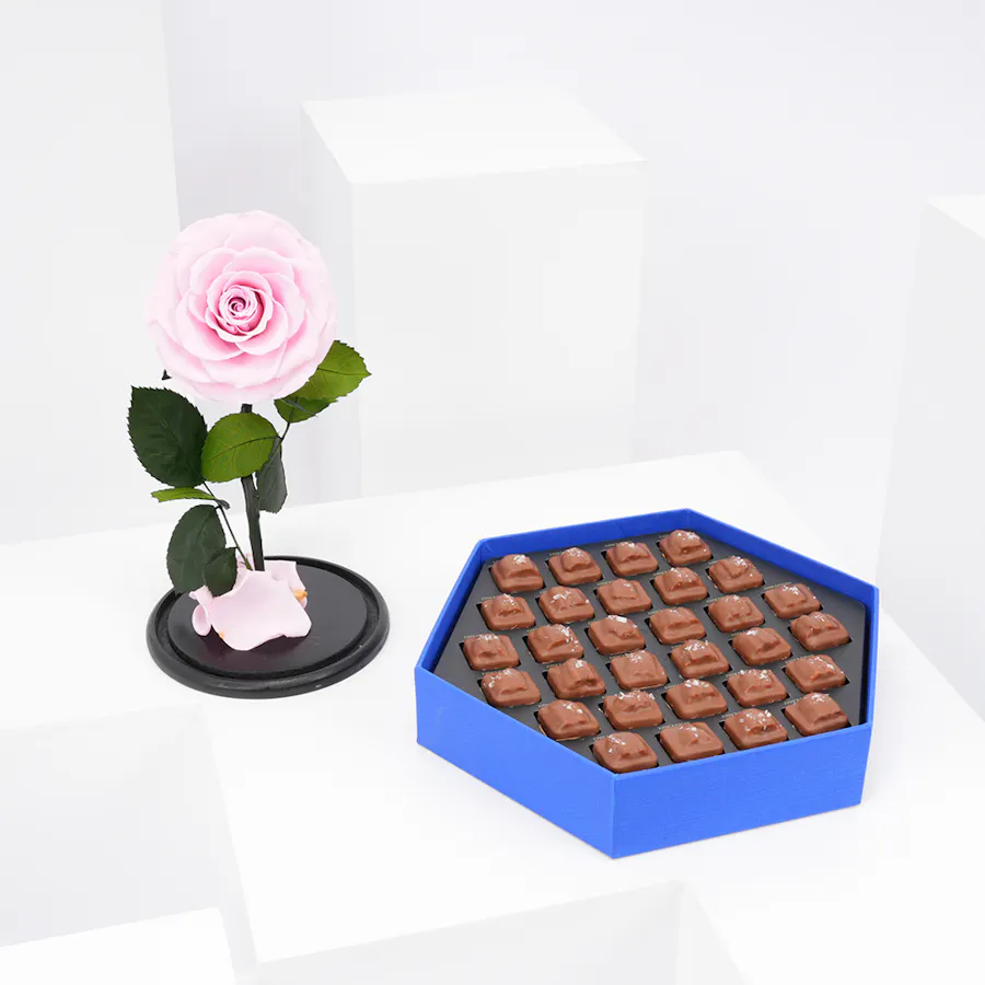 Preserved Pink Rose with Hanoverian Chocolate  5