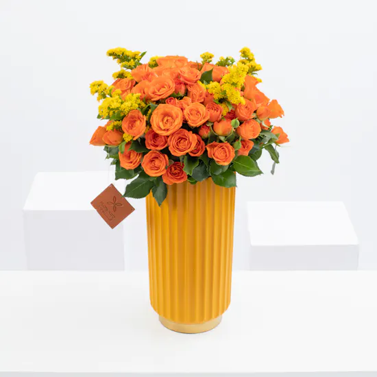 Orange Baby Roses | Ceramic Vase
