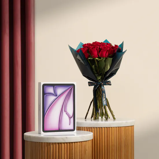 Apple 11-inch Wi-Fi 128GB Purple iPad Air | Charm Red Roses Bouquet