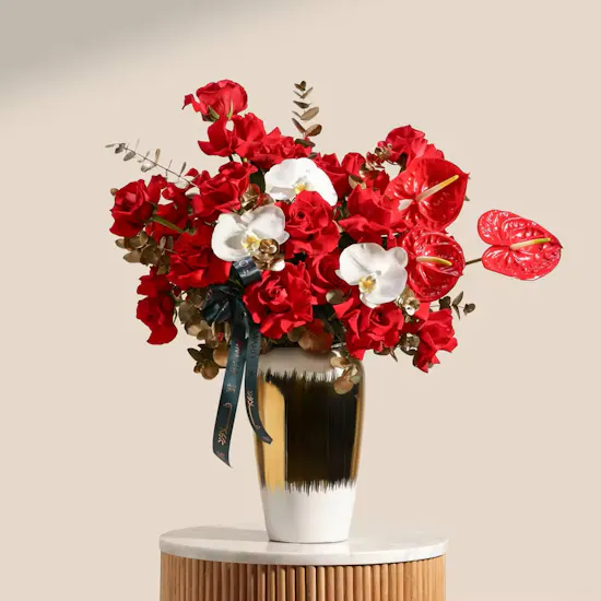Floward Orange Round Ceramic Chocolate Tray | Dearly Meant Flower Vase