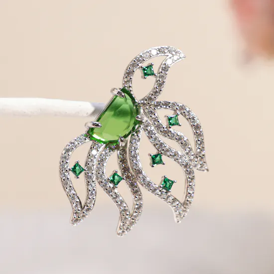 Floward Silver Jewelry Set | Light Green