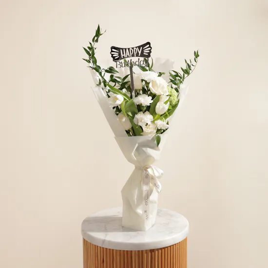Pure White Birthday Glow Bouquet
