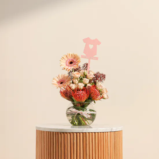 Welcome Baby Girl Flowers Vase