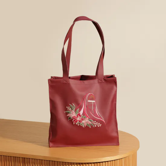 Glossy Touch Burgundy Omani Women’s Day Leather Bag