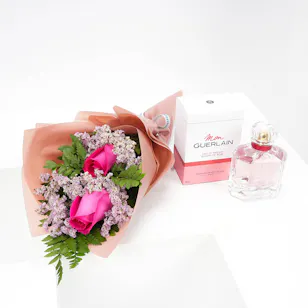 Guerlain Fragrance with Pink Roses