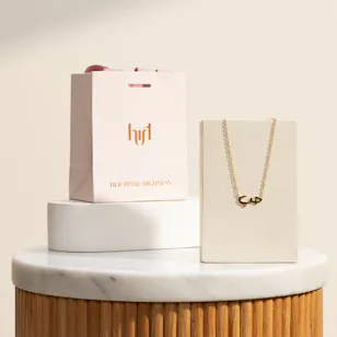 Hrh Love Pendant with Burgundy Stone Gold - Plated Necklace