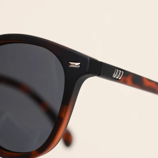 Le Specs Bandwagon Round Matte Tort Color Unisex Sunglasses