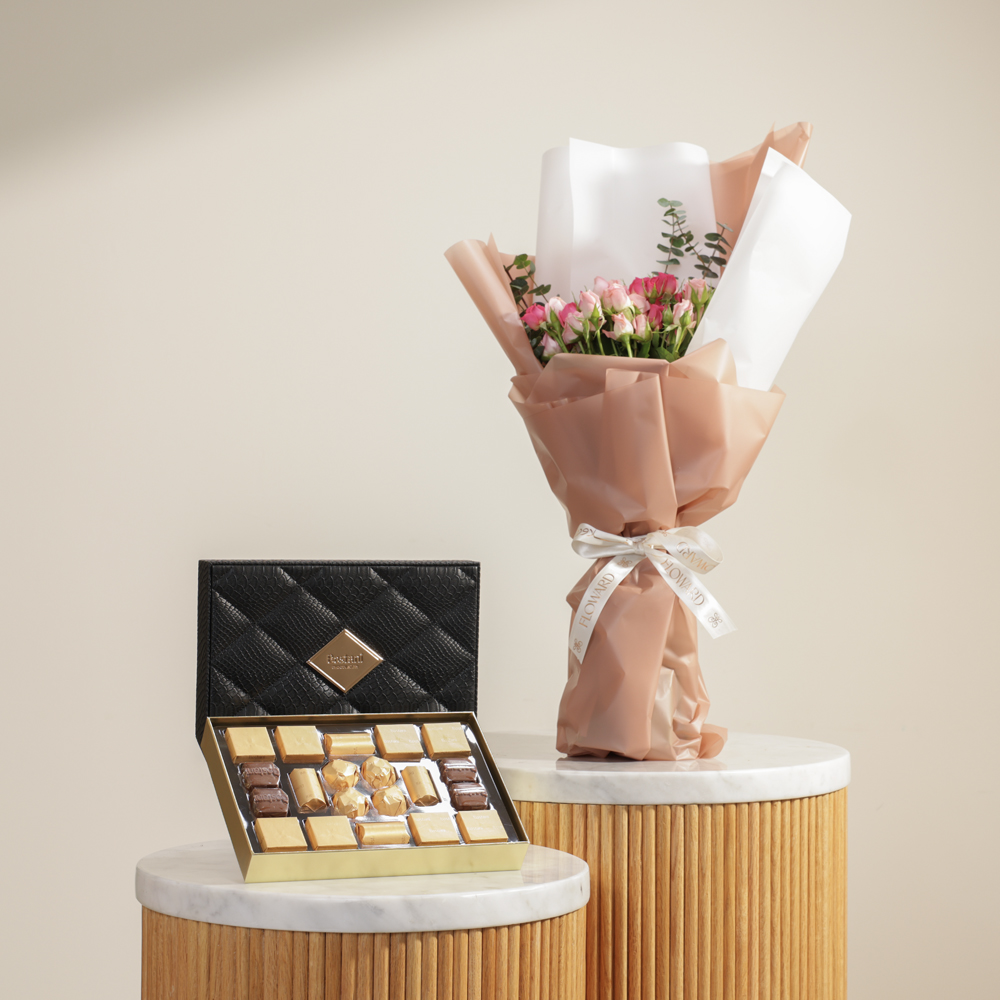 صندوق شوكولاتة من بستاني | باقة زهور حالمة
