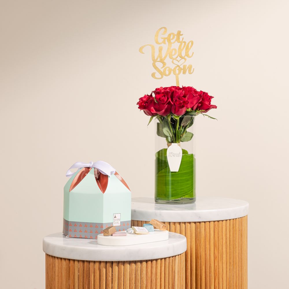 صندوق شوكولاتة 1كجم من شان شال | زهور الشفاء العاجل