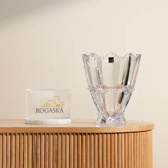 Rogaska Cheerful Flowers Finesse Crystal Vase