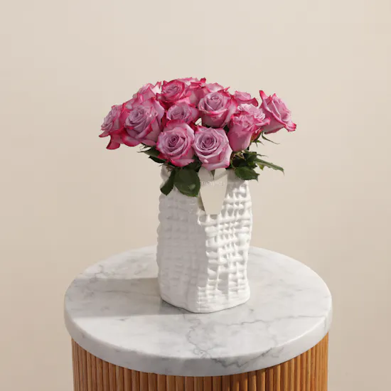 Beauty Glam Purple Roses Vase