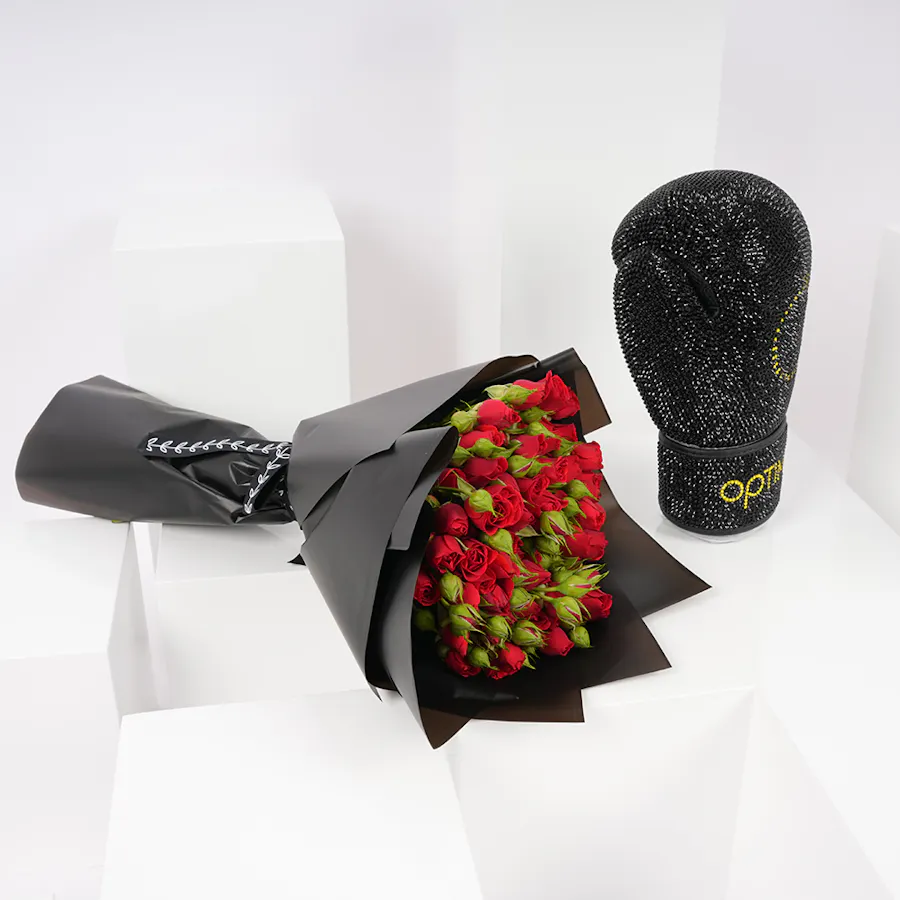 Optimo Gym Decorative Strass Glove | Red Baby Roses 2