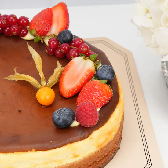 Chunk Cake with Soft Blooms Vase