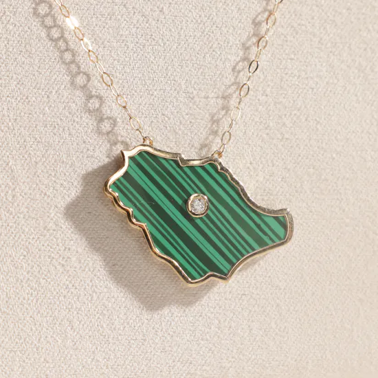 L'azurde Instyle KSA Map Gold and Diamond Necklace