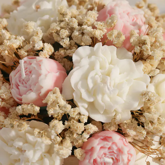 Done By SHK Pink and White Medium Candle Bouquet