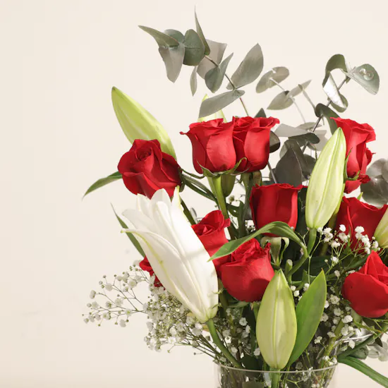Crimson Elegance Flowers Vase