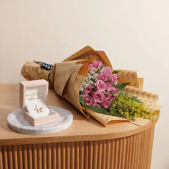 Baby Crown Gold Blue Pen | Delight Bouquet
